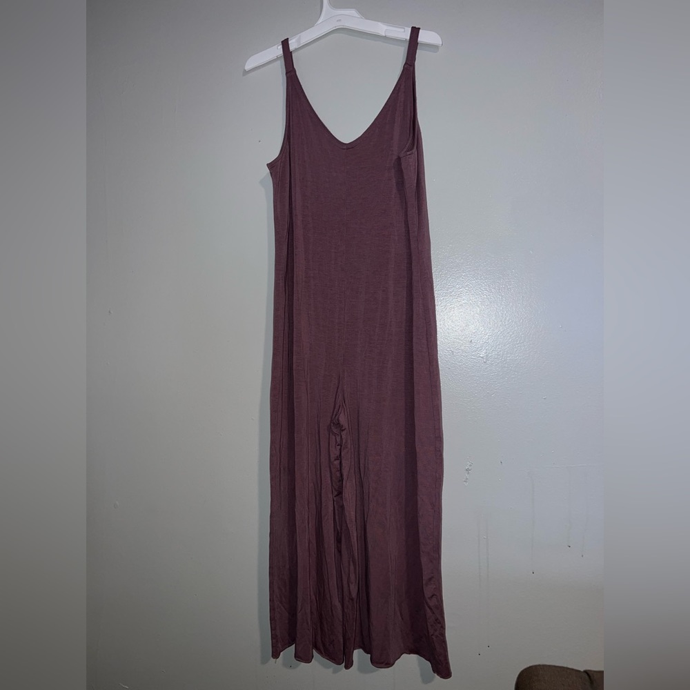 NIGHTTIME BLISS SLEEP V NECK ROMPER shorts Dark Sugarplum Mauve - Picture 1 of 1